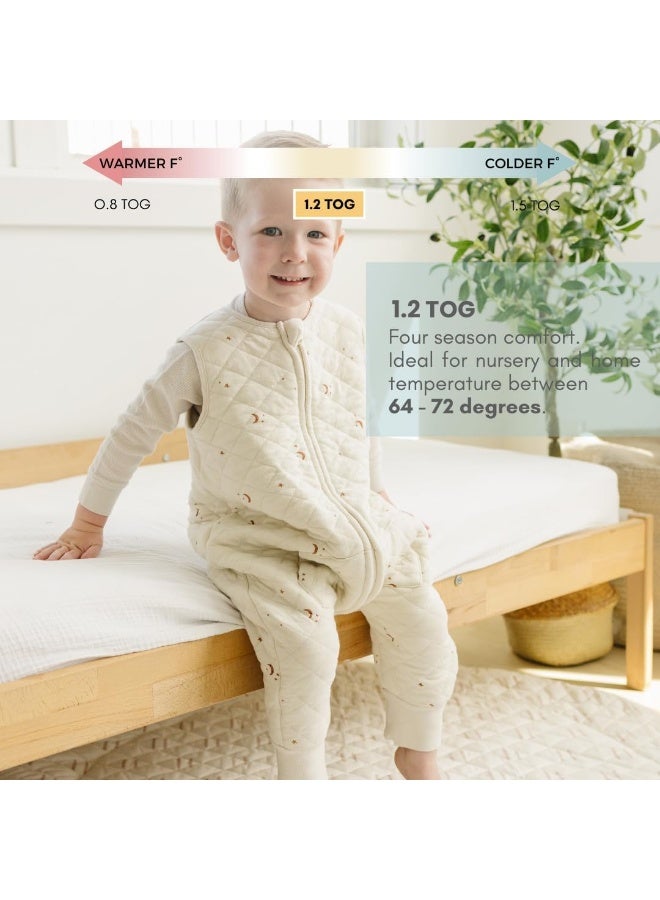Tealbee Dreamsuit Toddler Sleep Sack with Feet - Walker Sleep Bag with Legs, Rayon made from Bamboo, All Season 1.2 TOG, 2-Way Zipper, 2T-3T - Moons&Stars - Image 4